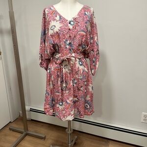 LOFT Pink and Blue Floral Mini Dress